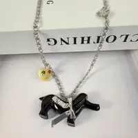 铜合金项链 9623号36426#时尚俏皮小狗蝴蝶结质感毛衣链（预）