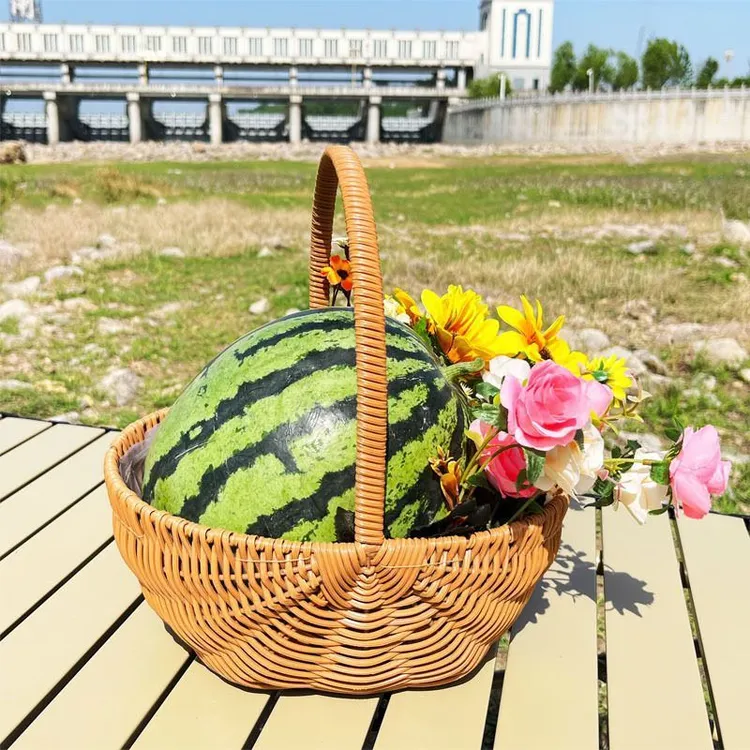 篮子花篮插花手工手提田园摆件花篮编织仿藤柳编花店客厅藤编拍