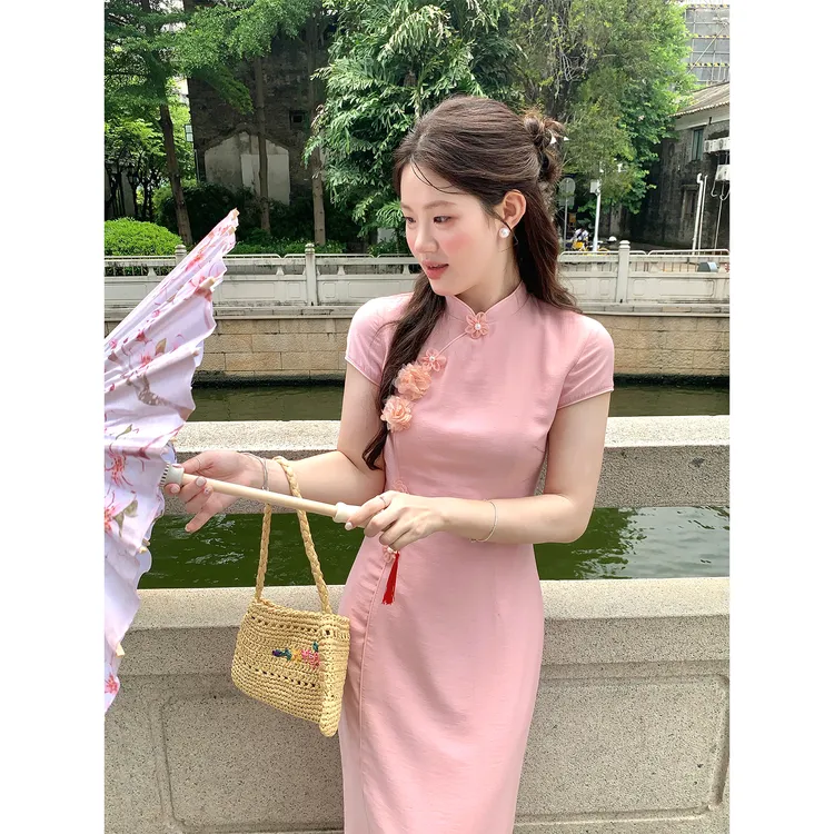 火火火【晚堂樱樱】新中式国风立领盘扣旗袍连衣裙L36021HH52