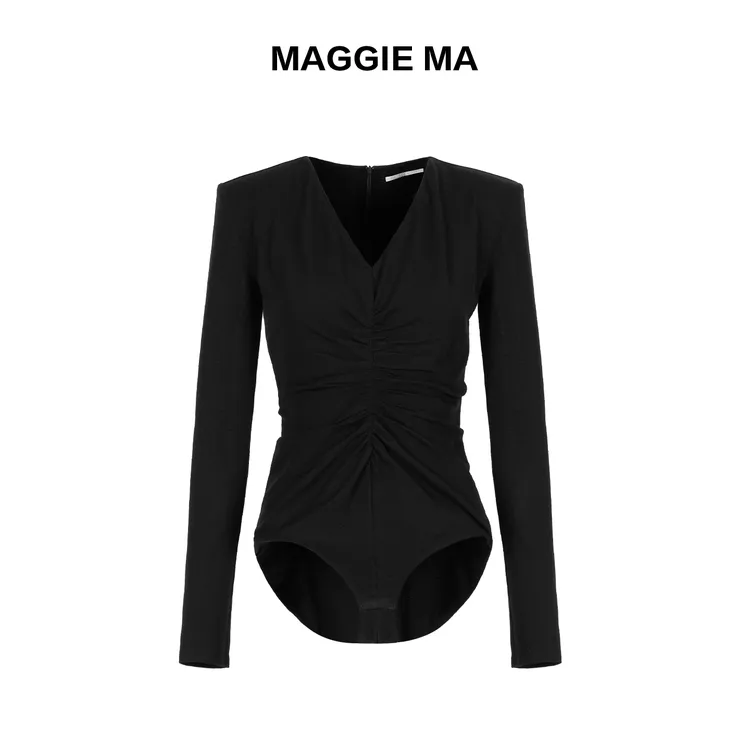 MAGGIE MA马婧设计师款捏褶层次感显瘦通勤连体衣804S/845S