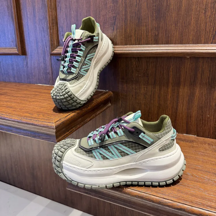 2025春季夏季新款时尚潮流舒适百搭透气厚底网面白色网鞋老爹鞋