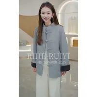 R H 【撞色序曲】拼色设计高支羊毛盘口休闲显瘦双面羊毛大衣8602