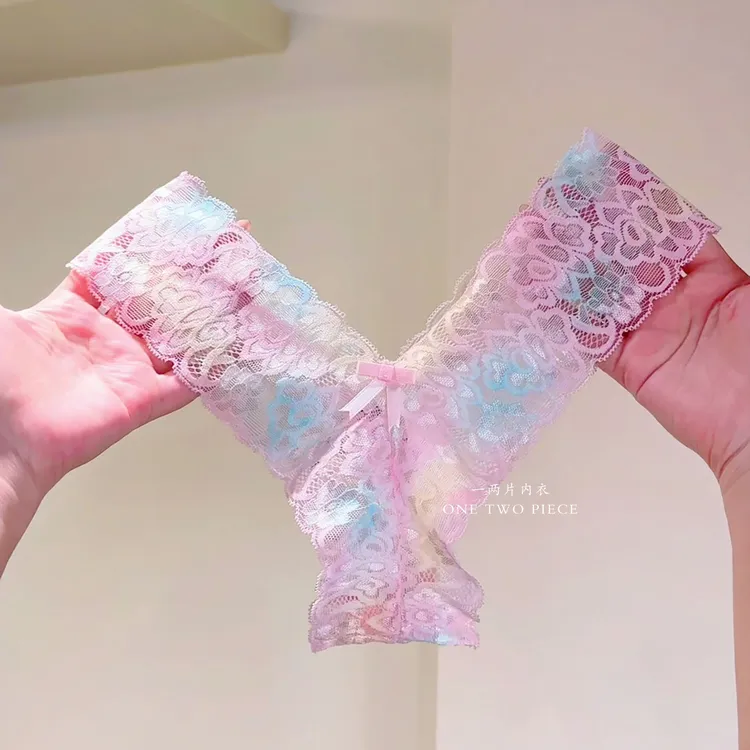 V型小碎花性感内裤女个性高级感蕾丝女轻薄低腰女士内裤三角裤ins