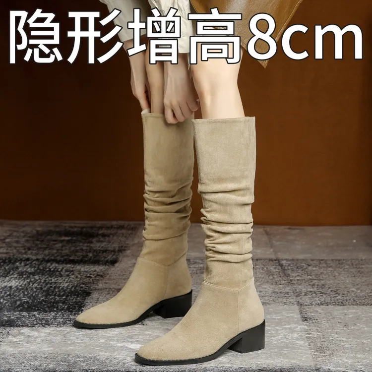 秋冬时装靴粗跟长靴女鞋显瘦瘦瘦靴骑士靴时尚中筒长筒弹力百搭