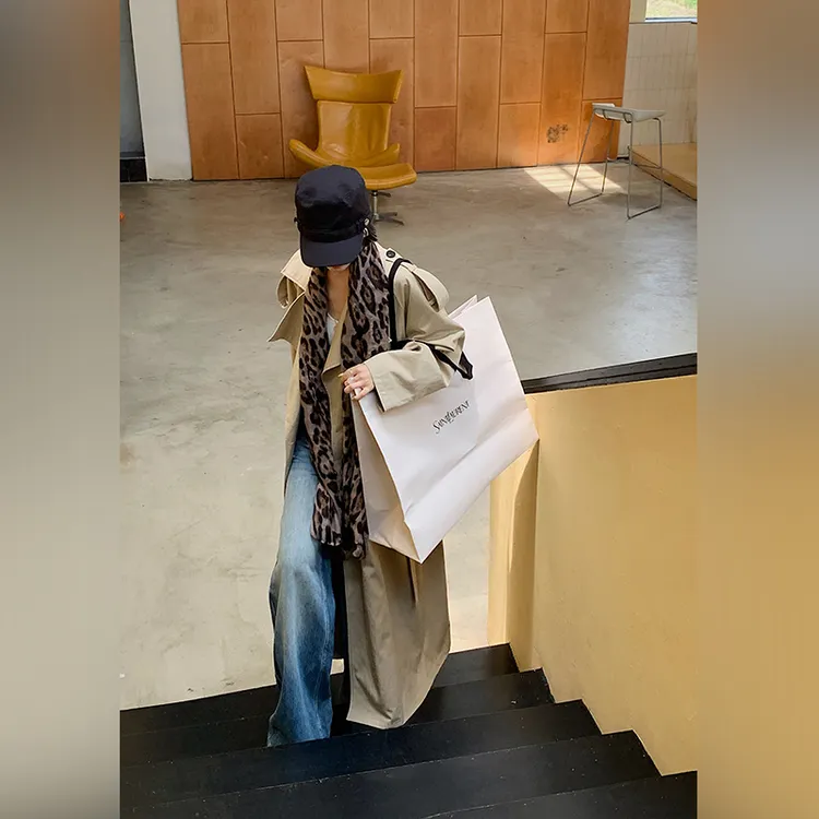 十三粥私服 率性 莱赛尔韩版经典宽松风衣女时尚百搭通勤SF0013