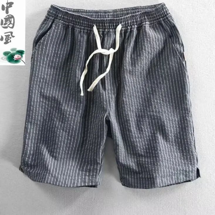 夏季棉麻加肥加大短裤男大码宽松肥佬中裤夏天胖子吸汗透气五分裤