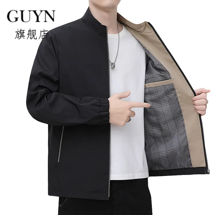 GUYN爆款夹克男2025春秋季新款立领休闲百搭行政简约商务中年外套