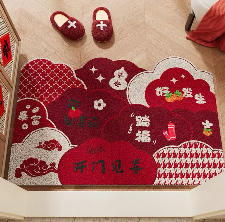 入户门垫门口刮土防尘耐磨耐脏防滑异形丝圈红色乔迁加厚门垫