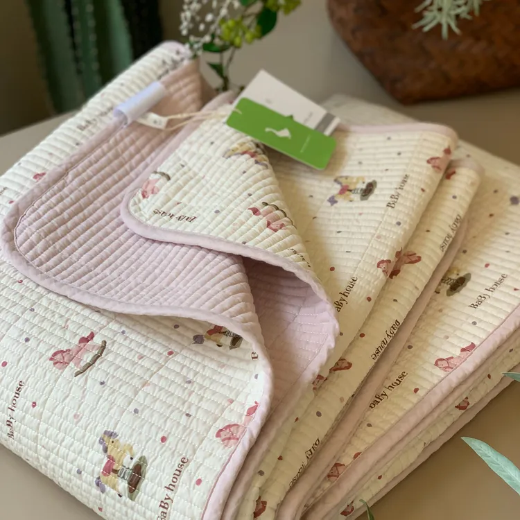 韩国大鹅全棉床盖100%双面纯棉绗缝夹棉双人防滑铺榻榻米床单炕单