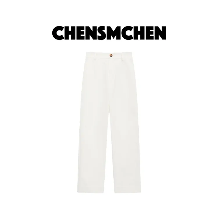 CHENSMCHEN 简约时尚纯色休闲裤女百搭宽松显瘦直筒裤CSK5746LC