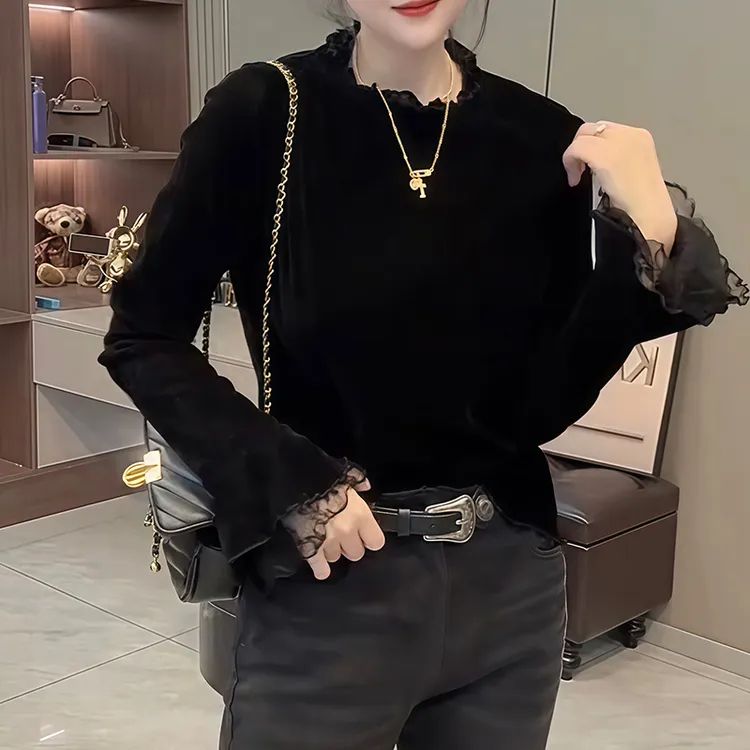 洋气时尚休闲拼接设计感长袖T恤女装2025秋季新款驯兽打底衫上衣
