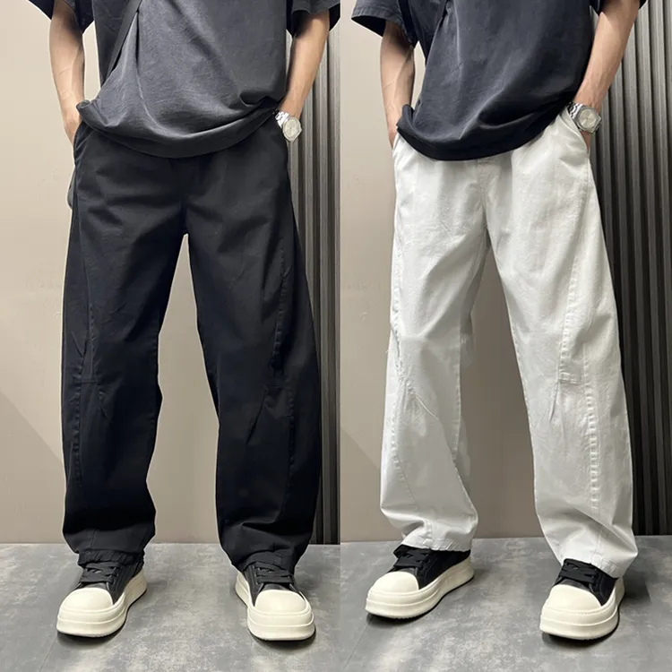 夏季薄款新款美式潮流简约宽松弯刀裤子男士时尚高级感阔腿休闲裤