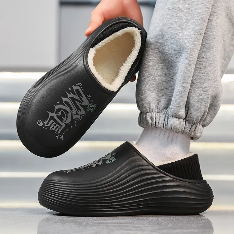 棉拖鞋男冬季户外防滑包头包跟加绒保暖防水加厚男士大码居家棉拖