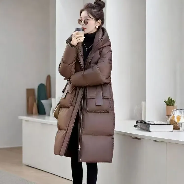 棉服女长款2025冬季新款宽松面包服加厚棉衣连帽棉服外套