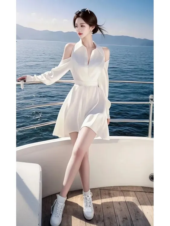 2025春装新款法式漂亮独特气质轻奢高级感出席重要场合白色连衣裙