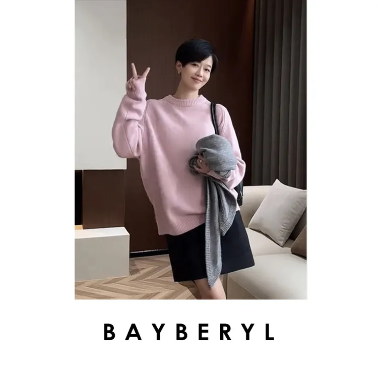 BAYBERYL老贝画家*马鞍肩圆领羊毛25秋针织衫ZZS4J0903-9/20