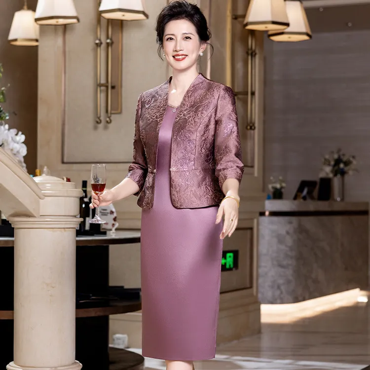 【套装】2025秋季新款紫粉礼服喜妈妈喜婆婆高级修身显瘦日常可穿Z