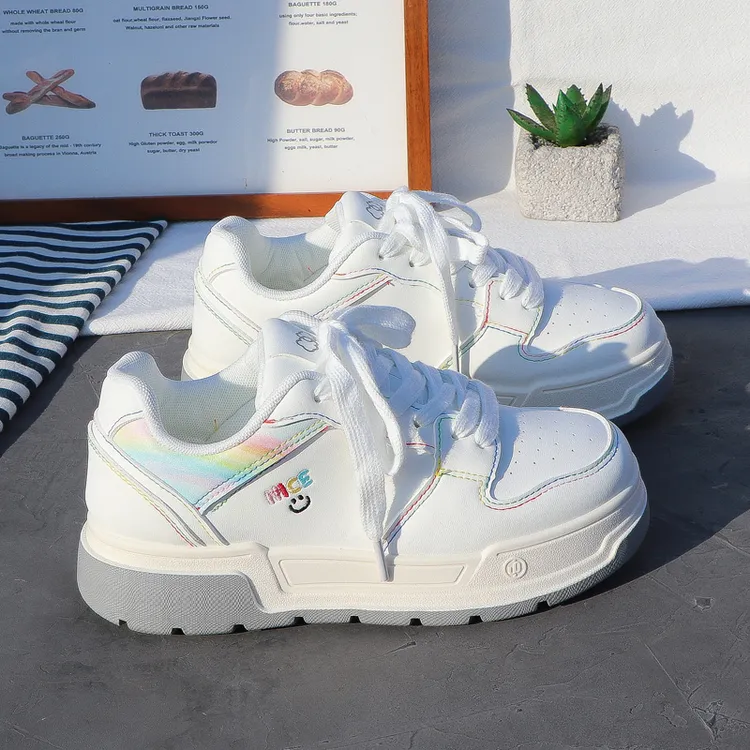 2025秋季新款小白鞋女厚底增高休闲板鞋百搭运动鞋学生面包德训鞋