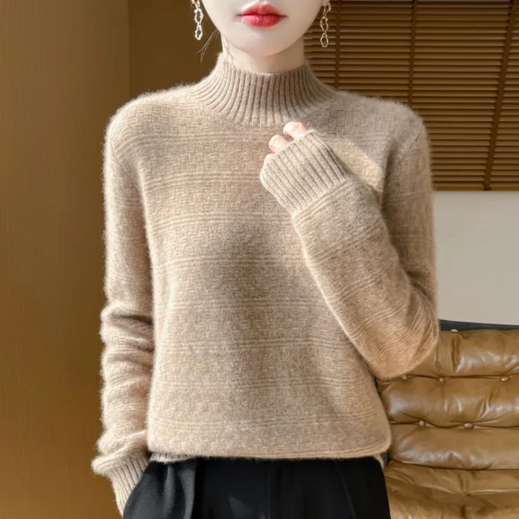秋冬新款羊毛衫女内搭打底衫长袖加厚半高领针织毛衣纯色百搭保暖