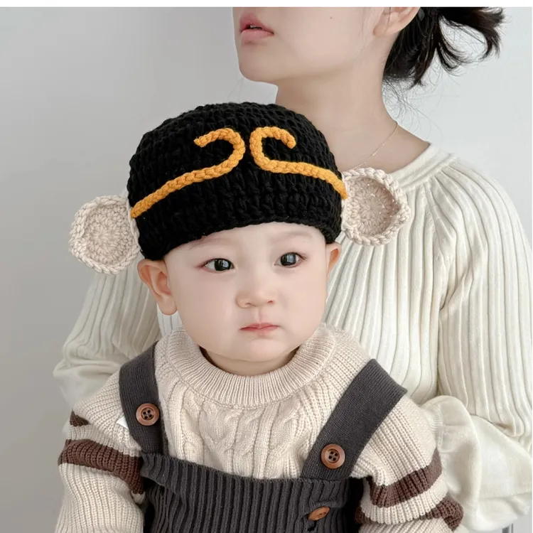 【小布丁】猪八戒搞怪悟空针织套头帽男女宝宝毛线帽秋冬季儿童帽子