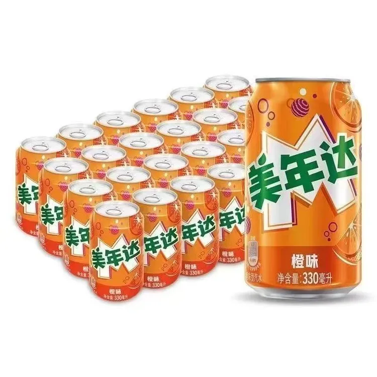 百事可乐美年达橙味汽水经典碳酸饮料罐装美年达330ml