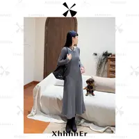 辛儿/小个子秋冬保暖厚款名媛零压交叉羊毛连衣裙XY1366