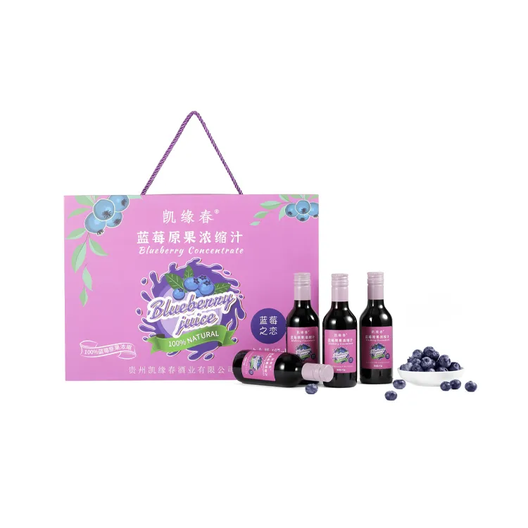 凯缘春蓝莓原果浓缩汁蓝莓之恋187ml*8瓶礼盒装果汁