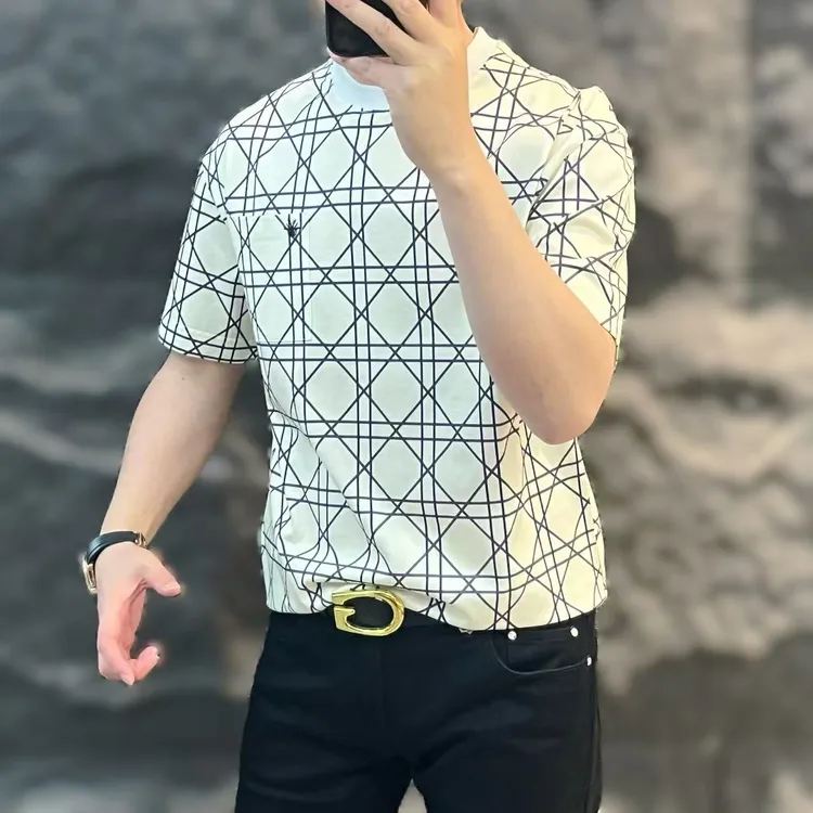 新款高端男士潮流百搭个性条纹休闲短袖T恤25SS3592