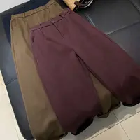 CS520冬装新款无弹半松紧腰纯色水洗做旧加绒加厚保暖休闲裤女士