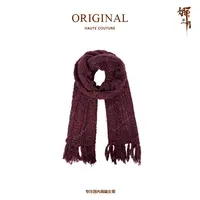 【缤纷彩点纱】原创复古镂空钩花秋冬多色羊毛流苏围巾8619