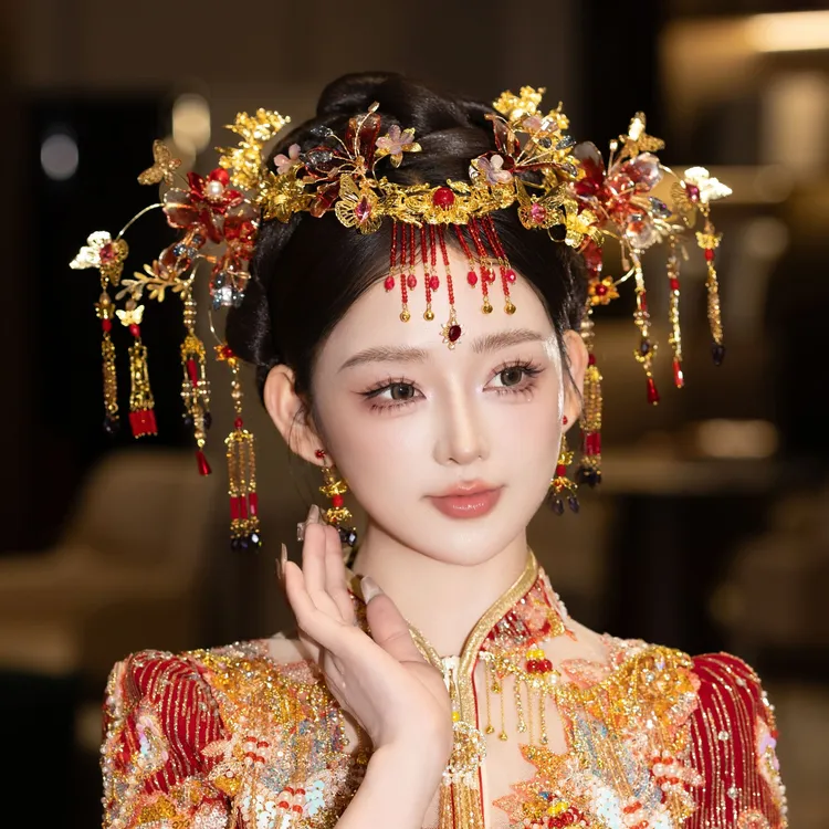 15321喜看优选新娘头饰皇冠宫廷凤冠霞新中式水凝胶秀禾头饰簪子