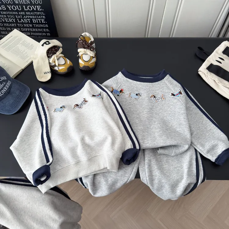 【两件套】儿童刺绣卫衣套装2025秋季新款男女童宝贝韩版卫衣