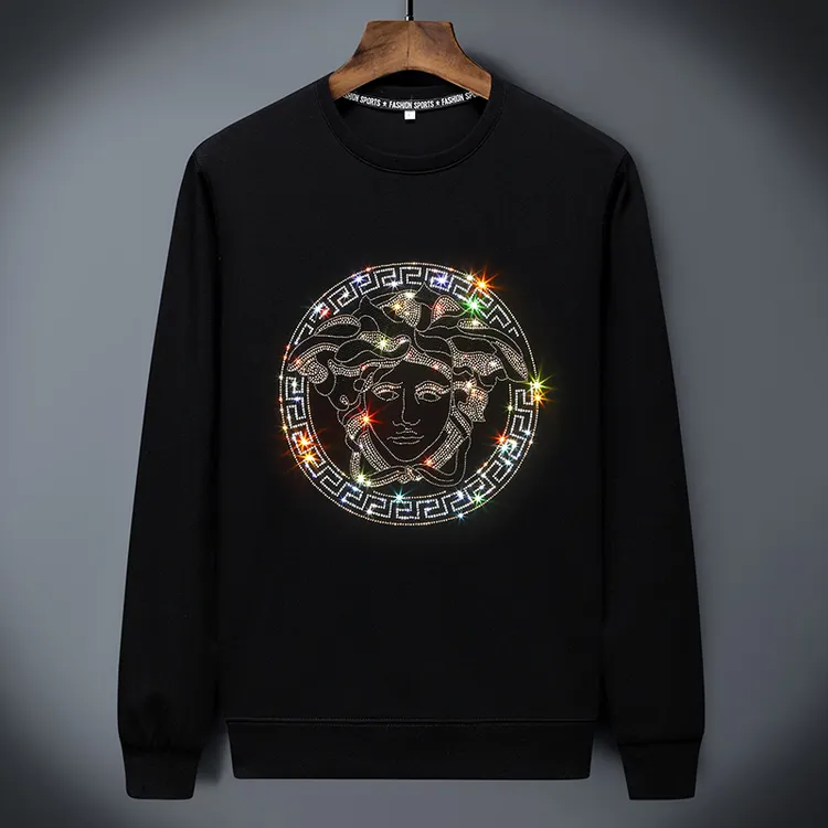 有运费险，最大8XL！秋冬款男士圆领短袖长袖卫衣T恤大码烫钻