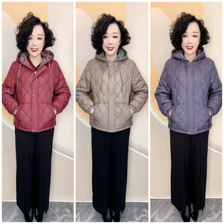 A16新款碎花连帽时尚宽松百搭大码棉服外套，衣长65