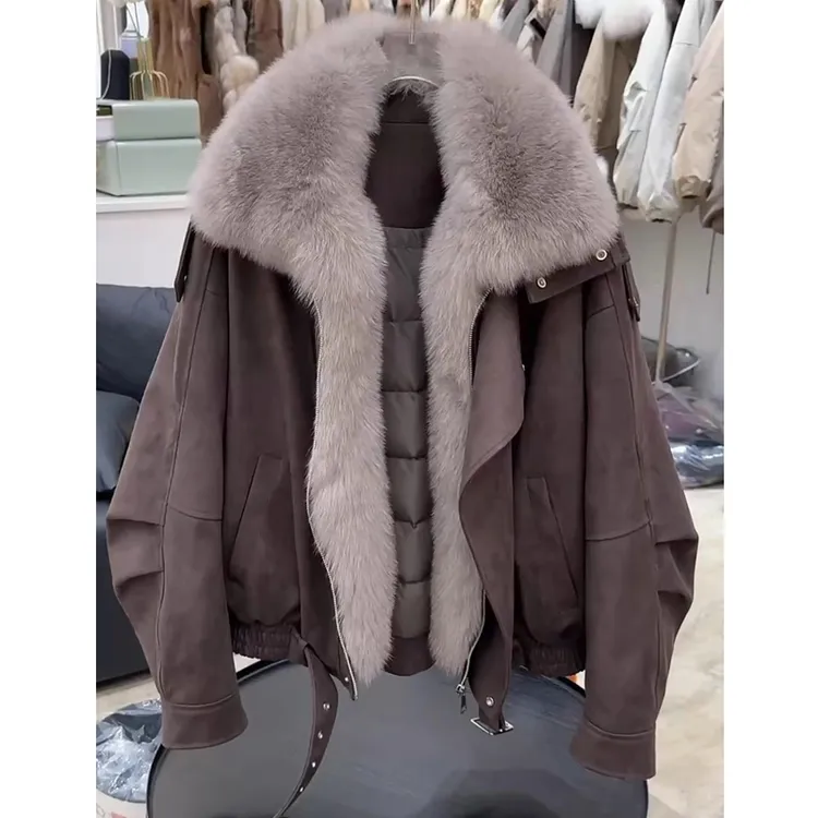 2025新款大毛领工装派克服棉服女冬季设计感夹克加厚保暖棉衣外套