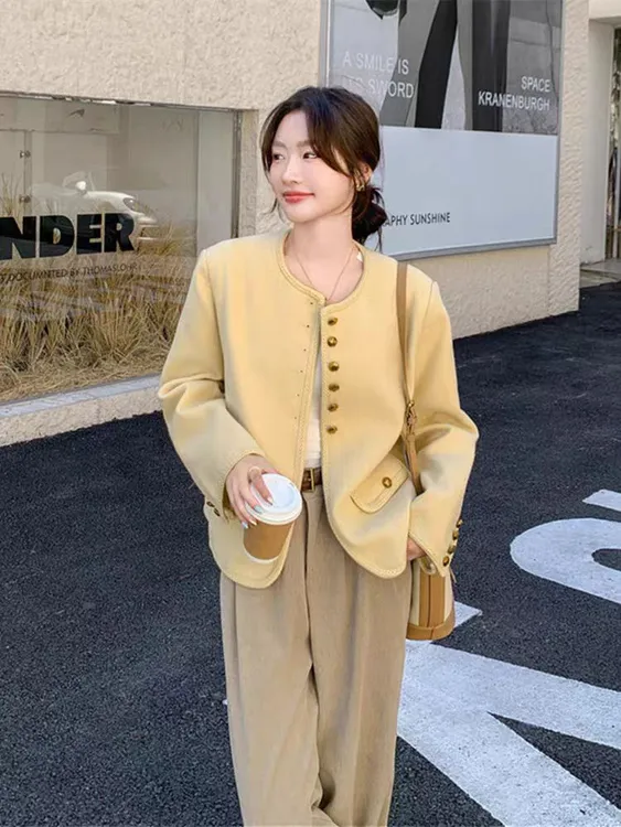 【清货+运费险】女秋季圆领小香风短外套洋气小个子休闲韩系外套