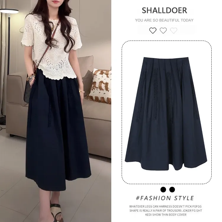 复古法式裙子2025新款气质高腰显瘦休闲百搭拉链款夏季半身裙子