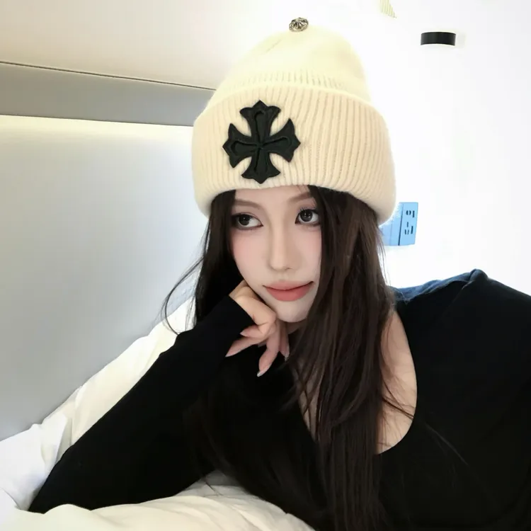 ssst超帅！克罗感御姐加厚滑雪针织帽双层保暖显脸小简约风女