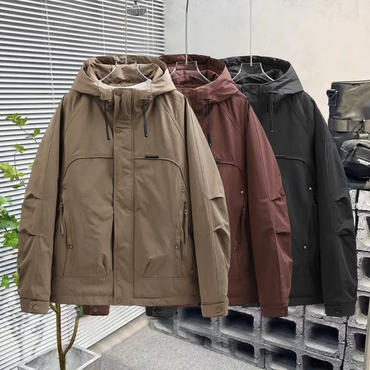 【加棉加厚】秋季简约抗皱常规宽松户外连帽时尚二棉外套#9026
