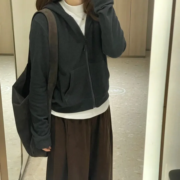 连帽卫衣外套女秋冬季新款韩版显瘦长袖小众设计感保暖德绒上衣潮