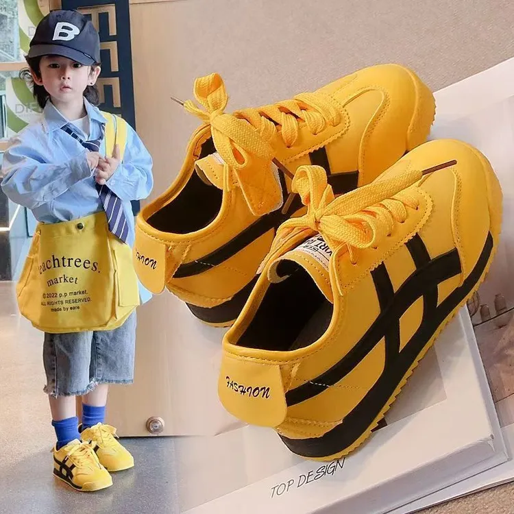 儿童运动鞋阿甘鞋2025秋李小龙黄新款小童男童鞋子女童时尚休闲鞋