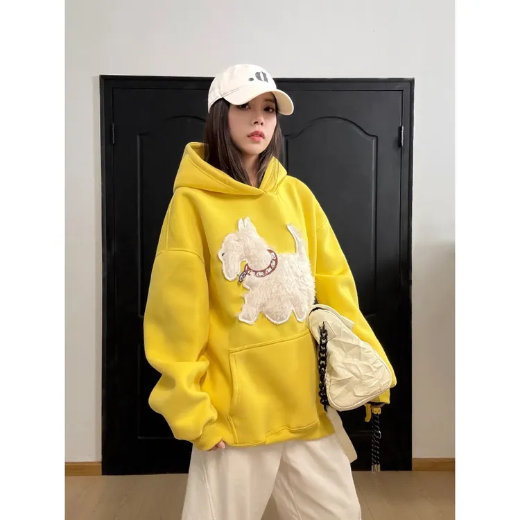 【雪纳瑞卫衣】480克重磅ins雪纳瑞套头连帽卫衣宽松情侣男女同款