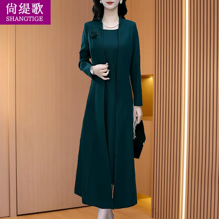 十月喜婆婆婚宴装连衣裙女2025新款轻奢高级感妈妈结婚礼服两件套