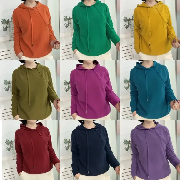 128休闲减龄安迪绒连帽毛衫，衣长61左右（摩擦厉害起毛）