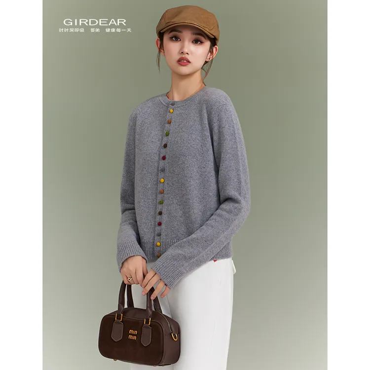 GIRDEAR/哥弟秋冬新款时尚休闲百搭山羊绒长袖通勤上衣外套148064