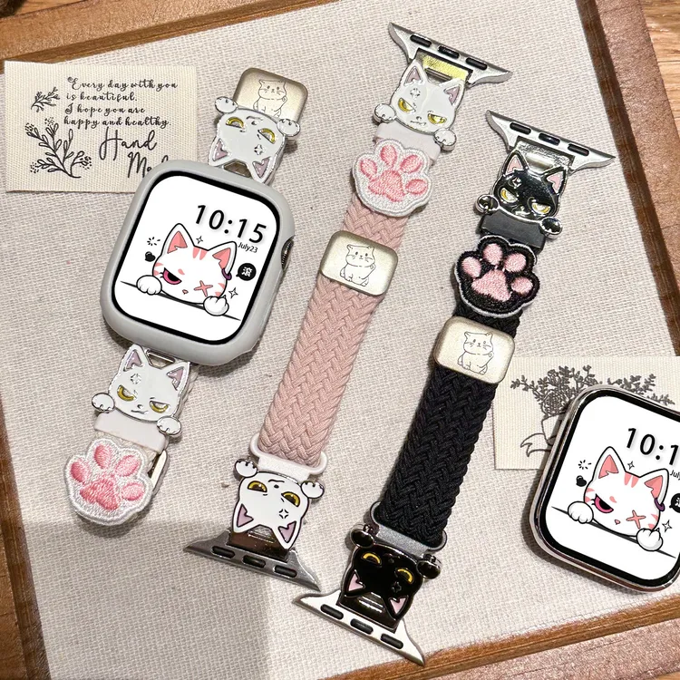 适用于iwatch S11表带苹果手表猫咪编织猫爪apple watchS10秋冬款