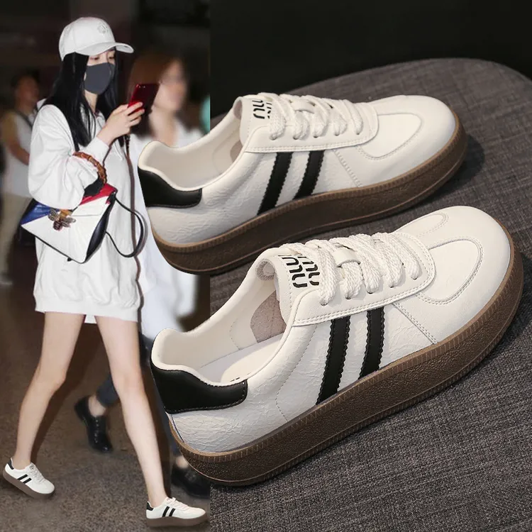 厚底素面春季透气学生休闲板鞋秋季小白鞋女鞋平底百搭春天