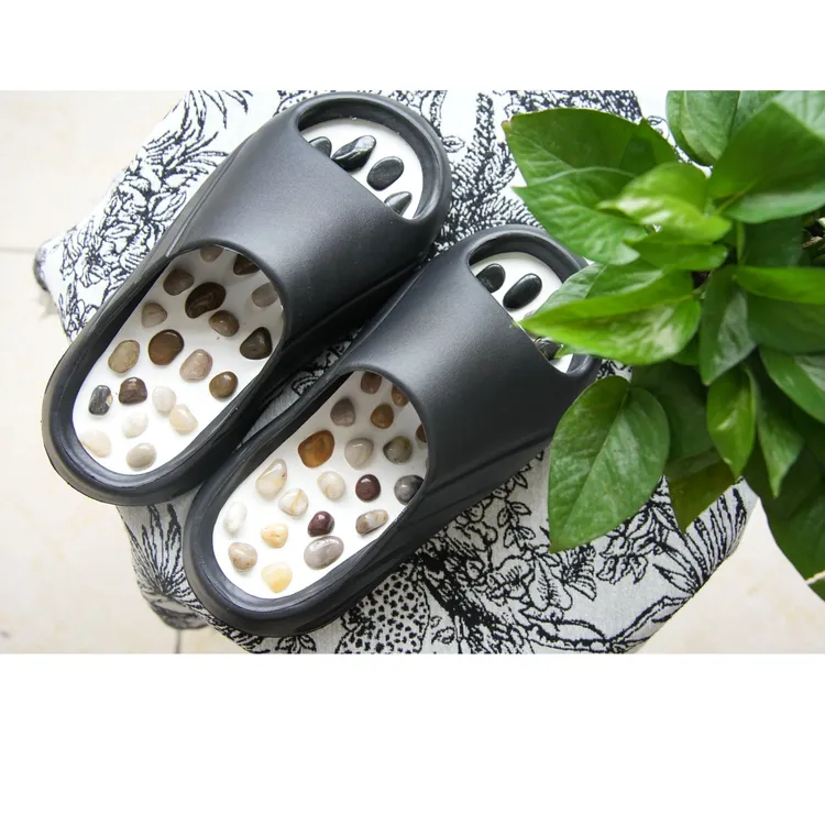 天然雨花石按摩拖鞋脚底穴位居家送父母浴室防滑男女拖鞋