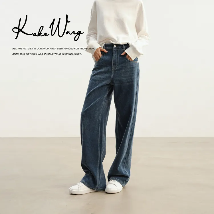 KOKOWANG【绒感牛仔】 秋冬款复古水洗百搭显瘦牛仔裤 N6855H16K41