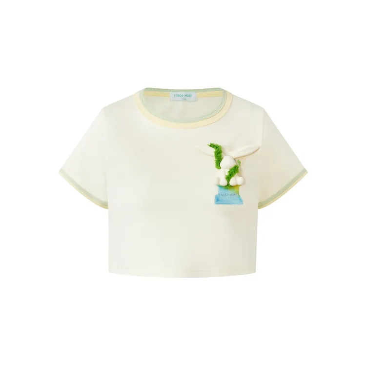 1 TROP FORT 2025藤蔓紧身短款短袖T恤-699
